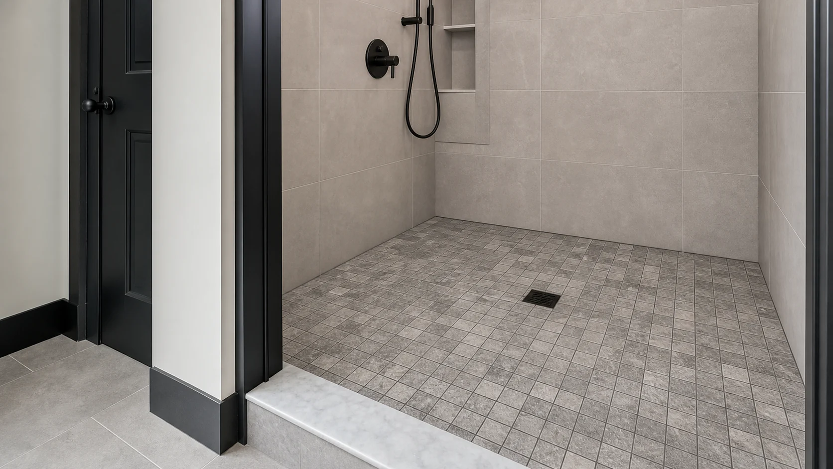 Professionally installed tile flooring in a Central New York project